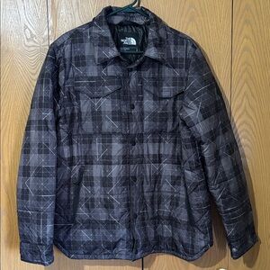 The North Face Men's Black and grey large jacket snaps pockets light weight